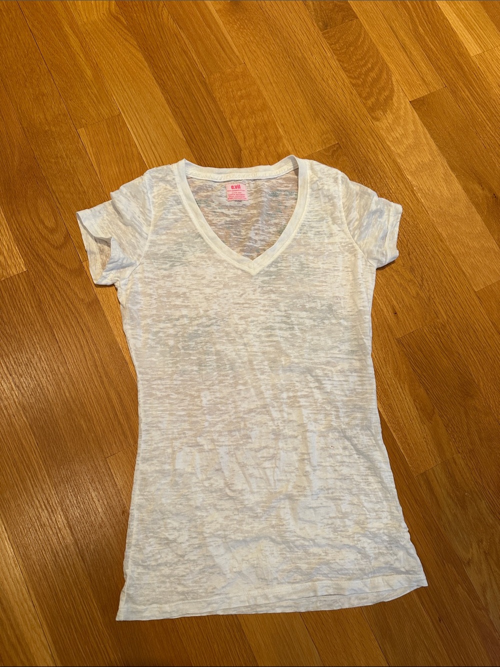 Women's Burn Out  V-Neck Short Sleeve Tee with crystal face on the back